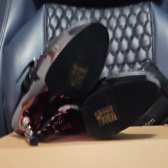 Demonia Black and Silver Studded Platform Shoes - Picture 8 of 10